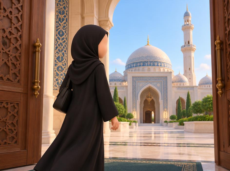 En entrant dans la mosquée